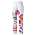 thumbnail image 5 of Azrian Women's Summer Casual Loose Cotton Linen Pocket Pants Women's Summer Printed Cotton Pocket Straight Sleeve Casual Elastic Waist Loose Length Pants, 5 of 5