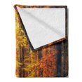 thumbnail image 2 of Forest Soft Flannel Fleece Throw Blanket, Fall Photo in National Park Vivid Leaf Plant Eco Earth Theme, Cozy Plush for Indoor and Outdoor Use, 50" x 70", Orange Brown, by Ambesonne, 2 of 5