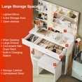thumbnail image 6 of Astimey Makeup Vanity Desk with LED Lighted Mirror & Power Outlet, Vanity Set with Large Drawers, Cushioned Stool, 3 Color Lighting Modes Adjustable Brightness for Bedroom Studio (White), 6 of 7