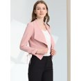 thumbnail image 3 of INSPIRE CHIC Chaqueta estilo cárdigan con frente abierto elegante para mujer, chaqueta recortada de oficina de trabajo Rosa XL, 3 of 5