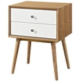 thumbnail image 1 of Nightstand Side End Table, Wood, Brown Natural White, Modern Contemporary Urban Design, Bedroom Master Guest Suite Living Room, 1 of 5