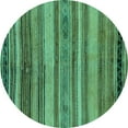 thumbnail image 1 of Ahgly Company Machine Washable Indoor Round Abstract Turquoise Blue Modern Area Rugs, 6' Round, 1 of 4