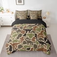 thumbnail image 2 of Castle Fairy Wildlife Dinosaurs Bedding Comforter Set,Vintage Camouflage Full Bedding Set, 2 of 8