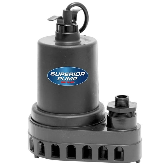 Superior Pump 91570 1/2 HP Thermoplastic Side-Discharge Sump Pump, Float Switch