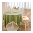 thumbnail image 2 of KGJQ Cotton Linen Tablecloth with Fringed Edges, Washable Solid Color Tablecloth with Tassels, Round Table Cover for Kitchen Dining Room, 2 of 8