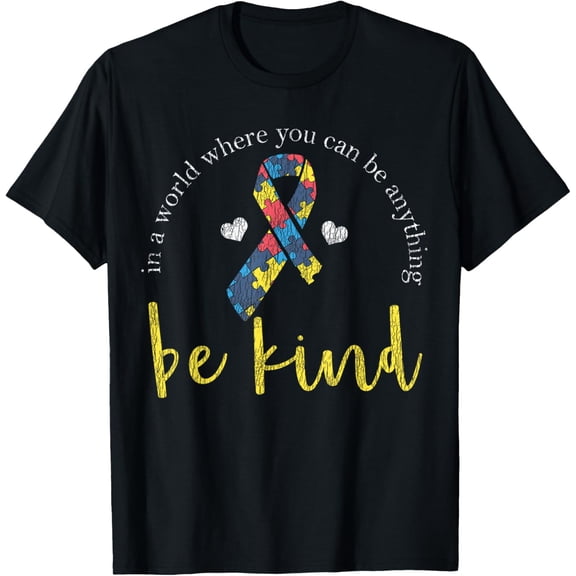Autism Kindness Ribbon Heart Support Autistic Kids Awareness T-Shirt men and women can wear,black,white,creative gift