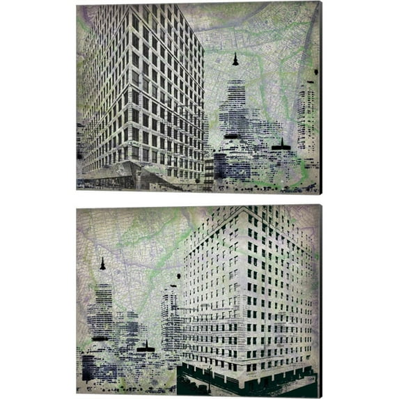 Great Art Now Cityscape by Art Roberts 2 Piece Canvas Art Set Each 15"W x 12"H