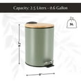 thumbnail image 3 of Green Trash Can with Bamboo Lid and Pedal, 2.5L Capacity, 3 of 7