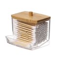 thumbnail image 4 of Caja de almacenamiento de hisopos de algodón con tapa de bambú, contenedor redondo portátil de acrílico, caja de almacenamiento de hisopos de algodón, desmaquillador de hisopos de algodón, 4 of 6