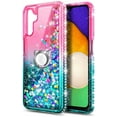 thumbnail image 2 of Nagebee Phone Case Compatible for Samsung Galaxy A14 5G with Tempered Glass Screen Protector, Sparkle Glitter Flowing Liquid Waterfall [Ring Holder & Wrist Strap] Women Girls Case (Pink/Aqua), 2 of 6