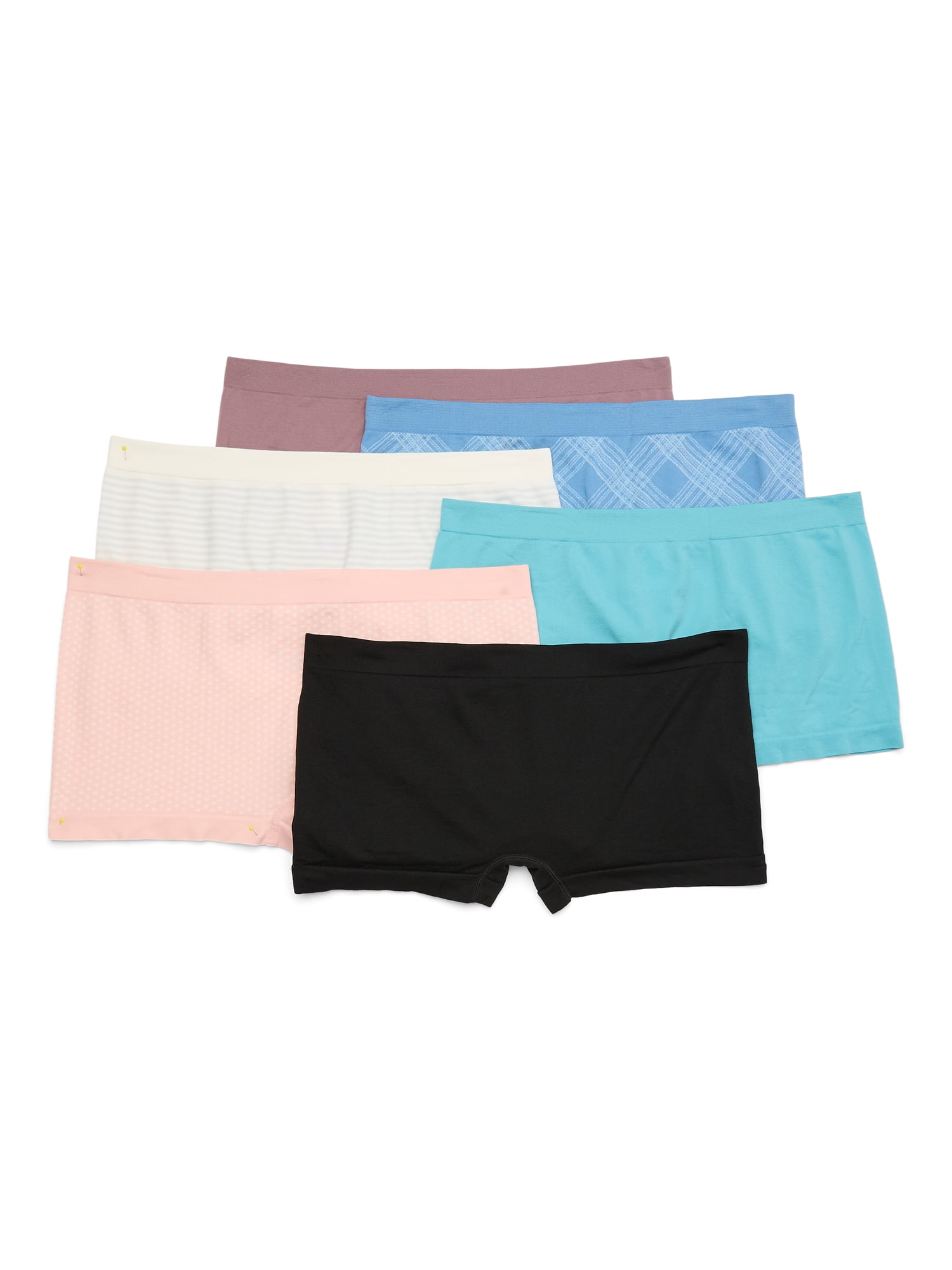 Joyspun Women's Seamless Boyshort Panties, 6-Pack, Sizes XS-XXXL