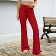 thumbnail image 6 of Women's High Waist Flare Leggings, Drawstring Wide Leg Joggers, Y2K Brushed Soft Lounge Pants for Casual Wear, Athleisure and Street Style Outfits Red XL, 6 of 6