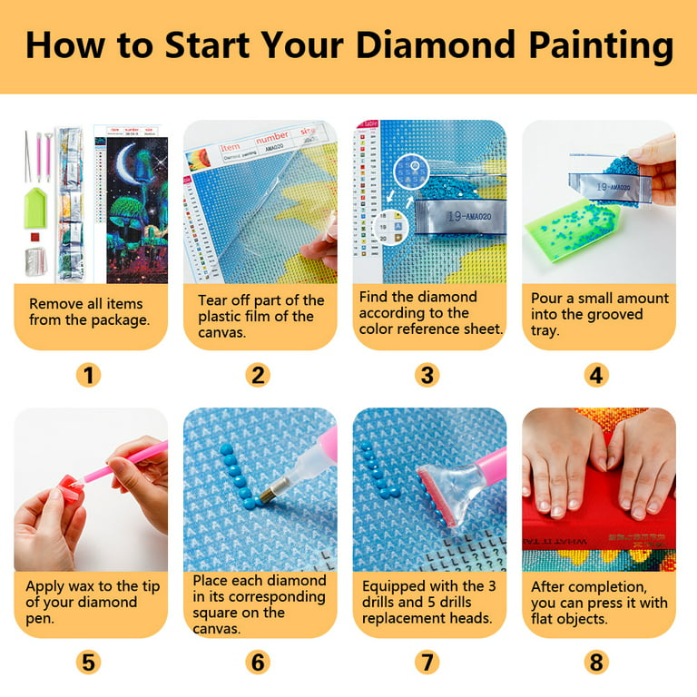DIY 5D Diamond Painting Kit Colorful Mushroom Beginner Decompression Toy  Mosaic Handmade Full Round Diamond Water Diamond Art Kit According To Digit