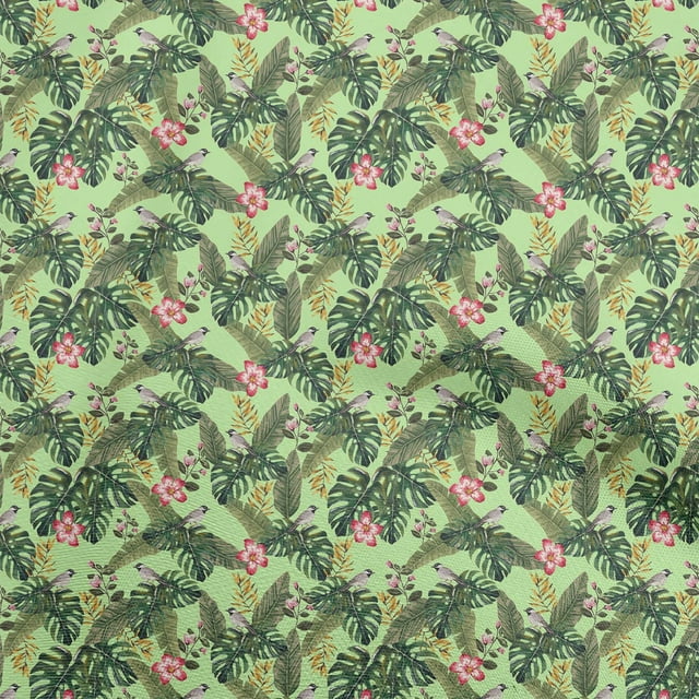 oneOone Cotton Cambric Mint Green Fabric Tropical Sewing Craft Projects Fabric Prints By Yard 42 Inch Wide