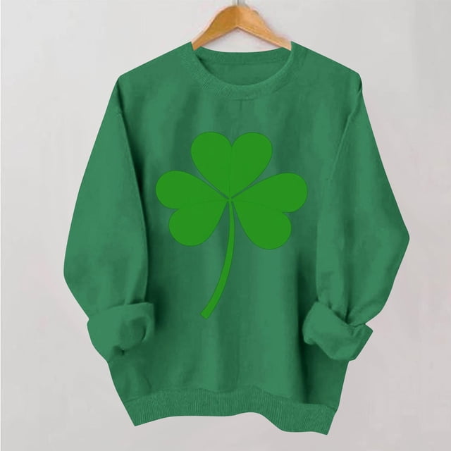TaTaai Women Casual St Patrick's Day Printed Crew Neck Long Sleeve No Hood Sweatshirt Ladies Spring Daily Office Street Wear Soft Comfortable Machine Washable Stylish Top Gift
