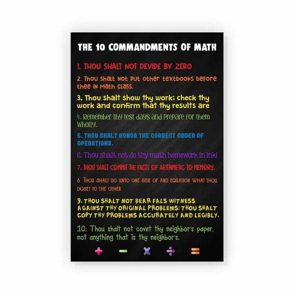The 10 Commandments of Math Poster Math Posters For Elementary Middle School And High School Math Classroom Decorations For Teachers Math Teacher Gift Math Banners Bulletin Board