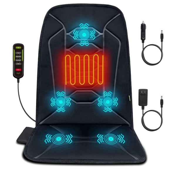 Mynt Vibration Massage Pad with Heat, Back Massager for Car and Chair, Black