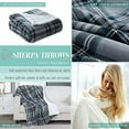 thumbnail image 5 of Elegant Comfort Throw Blanket, Reversible Sherpa Flannel, Ultra-Soft, Fuzzy, Plush- All season Lightweight Decorative Throw, 50 x 60 inches, Plaid Design Sherpa Throw, Silver Gray, 5 of 5