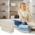 thumbnail image 2 of Sheet Organizer Foldable Closet Organizer Sheet Set Storage Bedding Storage Boxes,Beige, 2 of 5