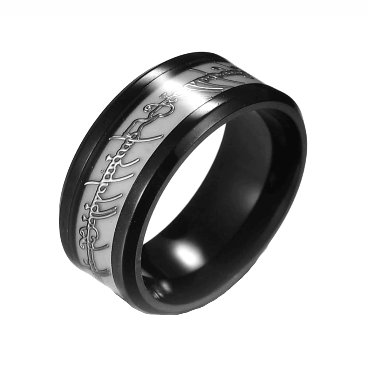 Ginger Lyne Collection Black and Stainless Steel 8mm Comfort Fit Wedding Band Ring