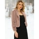 thumbnail image 2 of Abrigo esponjoso para mujer, abrigo de invierno de manga larga con lazo automático Rosa empolvado M, 2 of 5