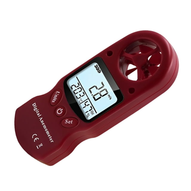 fastboy Mini Portable Anemometer LCD Digital Display Wind Speeds Humidity Meter Hygrometer Professional Measuring Red