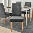 thumbnail image 6 of Velvet Dining Room Chair Covers,Stretch Super Fit Chair Slipcovers Removable Washable Non-slip Modern Soft Chair Protector for Hotel Kitchen Banquet Wedding-4-Dark gray, 6 of 9