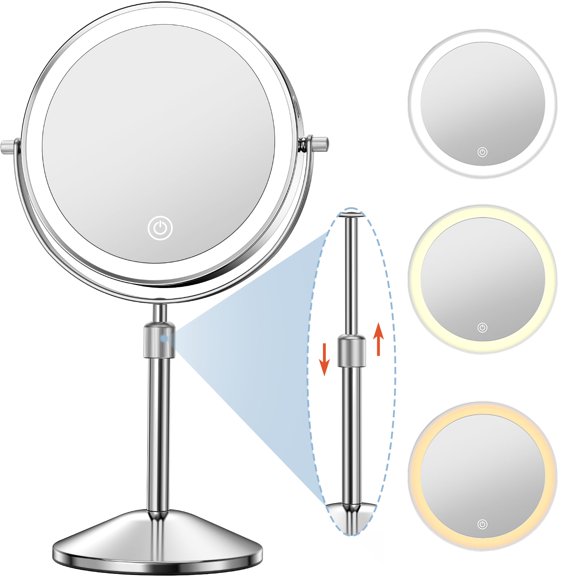 Espejo de tocador Niuphia, recargable, 7 veces, 1 x 10 veces iluminado con luz