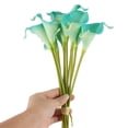 thumbnail image 3 of Wedding Party Room Decor Calla Lily Artificial Flowers Bouquet Cyan Light Blue 10 Pcs, 3 of 4
