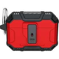 ELEHOLD AirPods Case Compatible with AirPods Pro 2 (2022), Secure Lock Clip Hard Shell Full-Body Rugged Shockproof Protection Case with Carabiner for Airpods Pro 2 2022,Red