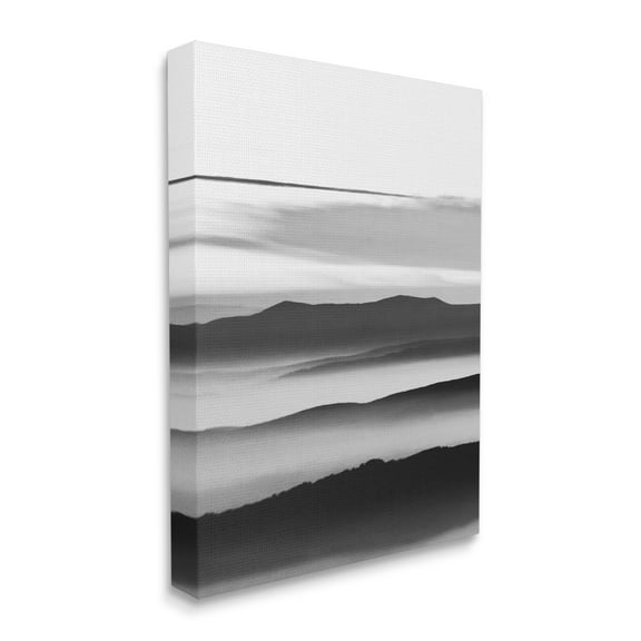 Stupell Industries Misty Clouds Eerie Mountain Landscape Black White, 36 x 48, Designed by Design Fabrikken