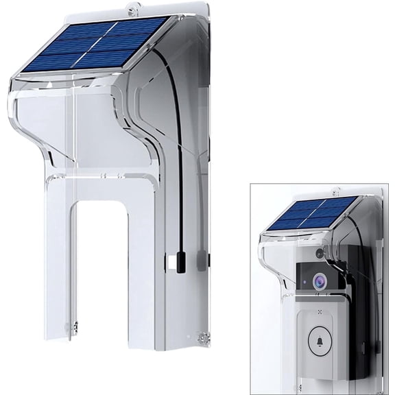 Doorbell Rain Covers with Solar Panel, Weatherproof Doorbell Cover, Door Bell Box Cover, Doorbell Cover, Doorbell Mount, WaterProof Doorbells Protector for Doorbell Accessories