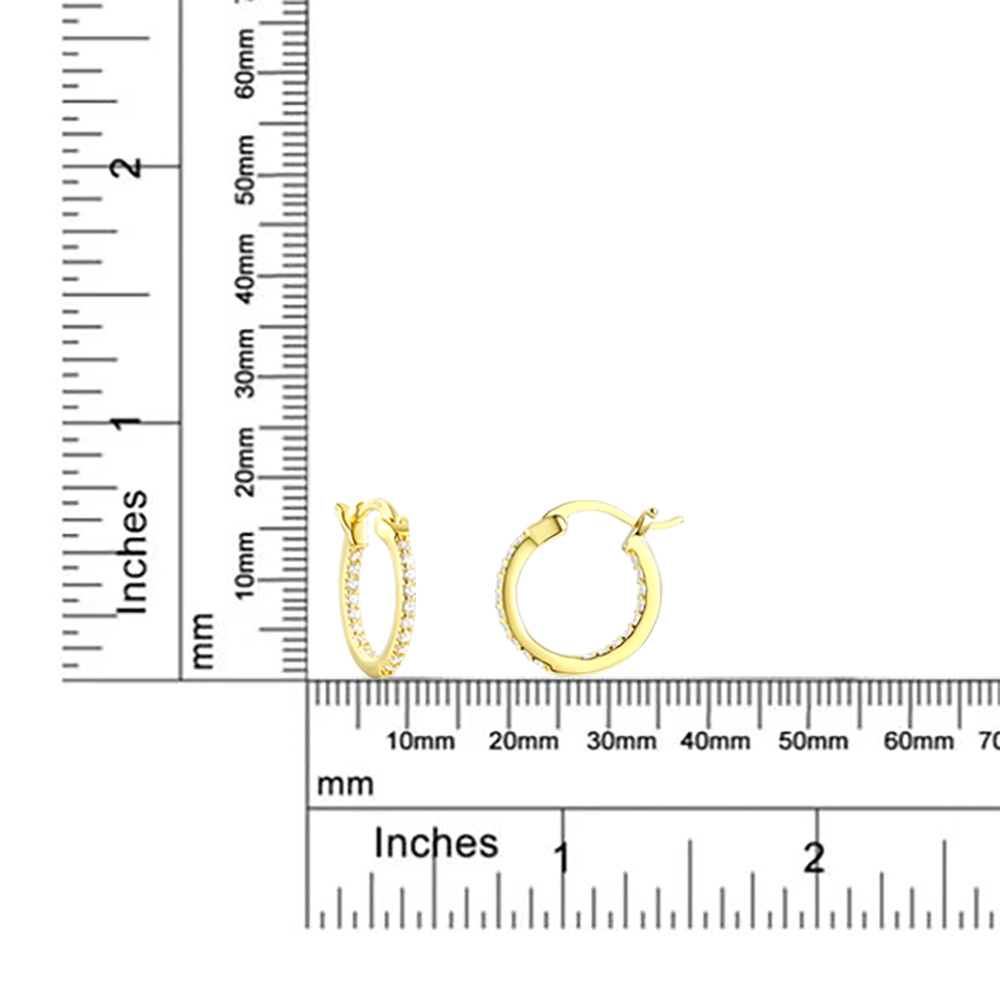 Brilliance Fine Jewelry Adult Simulated Diamond Duo Hoop Earring Set in Sterling Silver and 14KT Gold Plated