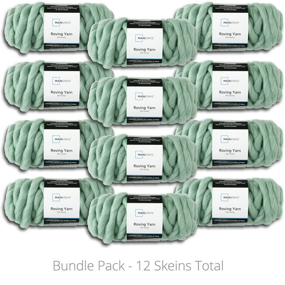Mainstays Roving Yarn Value Bundle, 100% Acrylic, 26 yd, Green Sage, Super Bulky, Pack of 12