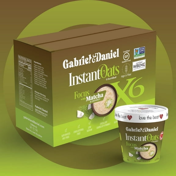 Gabriel & Daniel Organic Instant Oatmeal Matcha with Coconut Gluten-Free NON-GMO -Free 6 Pack 6-1.89 oz