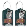 thumbnail image 3 of Disketp 2 Pcs Luggage Tag For Suitcase,Astronaut Traveler With Suitcase Leather Baggage Tag With Stainless Steel Loop Privacy Cover For Women Men Girls, 3 of 5