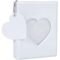 thumbnail image 1 of Álbum de fotos mini de 3 pulgadas, soporte para tarjetas fotográficas, carpeta blanca para coleccionar, con forma de corazón hueco, con 32 bolsillos y llavero con colgante de corazón., 1 of 6
