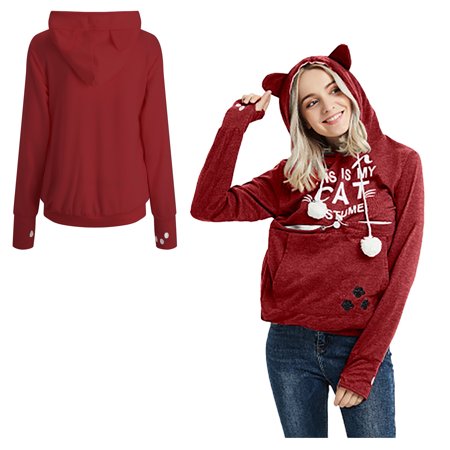 Womens Pet Hoodie with Pouch Dog Carrying Hoodie Creative Long Sleeve Oversized Pocket Pet Hoodie Winter Clothes