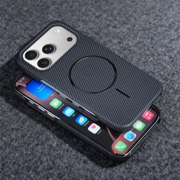 TECH CIRCLE For iPhone 17 Pro Hard PC Carbon Fiber Case Slim Anti-Scratch, Magnetic, Shockproof, Compatible with MagSafe Wireless Charging, Lightweight,Heat Dissipation,Black