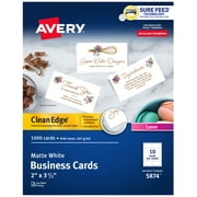 Avery Clean Edge(R) Business Cards, 2" x 3.5", White, 1,000 (5874)