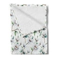thumbnail image 2 of Flower Soft Flannel Fleece Blanket, Flower Garden in Nature Artwork with Leaves Royal Mallows in the Spring Print, Cozy Plush for Indoor and Outdoor Use, 50" x 60", White and Green, by Ambesonne, 2 of 5