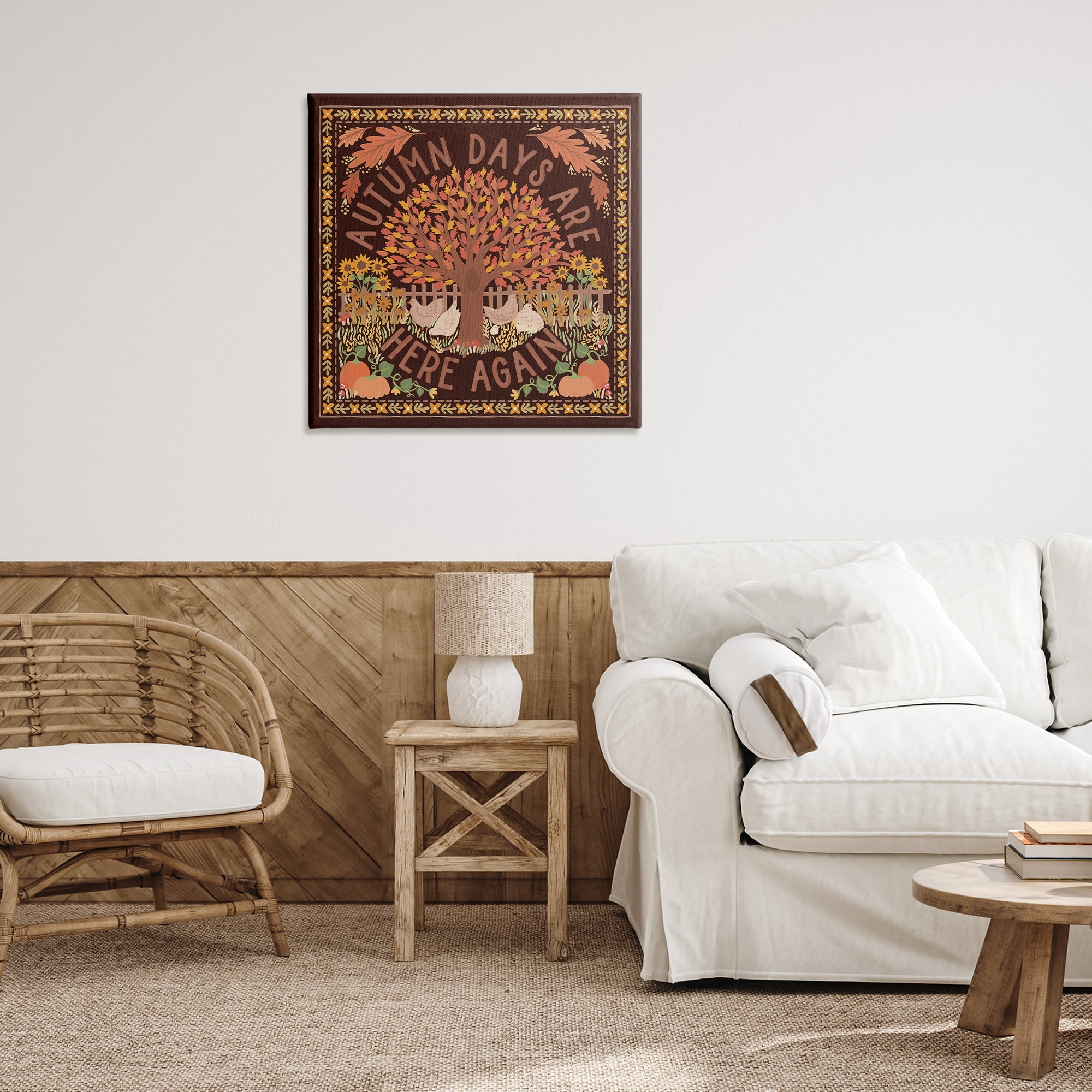 Stupell Industries Autumn Days on Brown Landscape Painting Gallery Wrapped Canvas Art Print Wall Art, 30 x 30