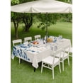 thumbnail image 3 of Blue Eucalyptus Outdoor Tablecloth - 60x102 Inch Rectangle Dining Table Cover, Farmhouse Weeping Leaves Linen Waterproof Outdoor Table Cloth with Umbrella Hole & Zipper for Picnic/Patio/Party, 3 of 7