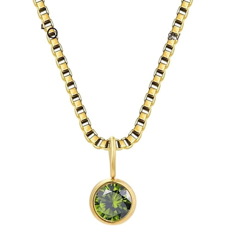 Zirconia Birthstone Top Month Constellation Necklace Box Chain Birthstone Necklace 12 Color Surgical Stainless Steel Jewelry[r382]