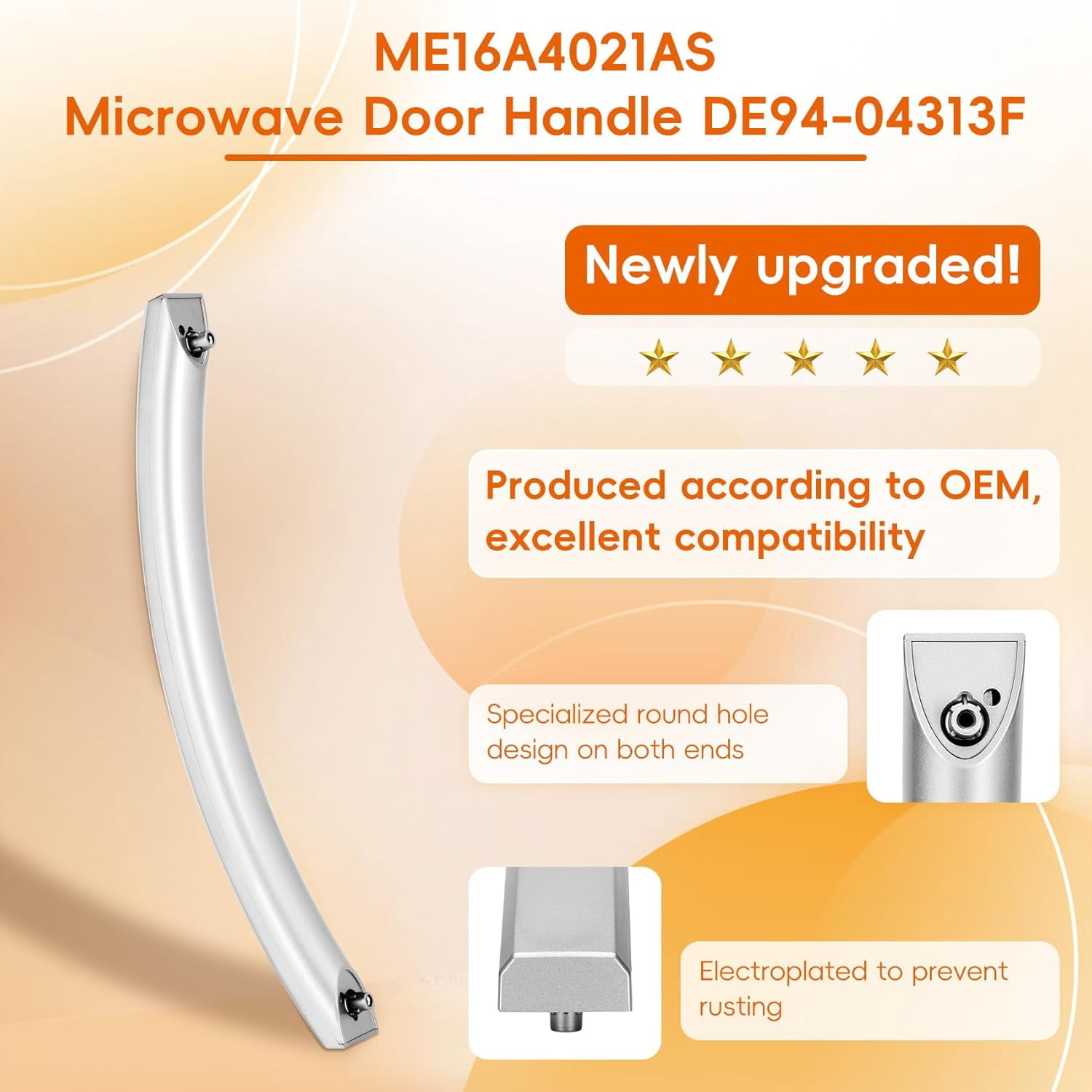 2025 Upgrade ME16A4021AS Microwave Door Handle, Replaces for Samsung DE94-04313F Handle, DE94-04313F Microwave Door Handle, Same as Samsung OEM Microwave Han dle (No Screws)