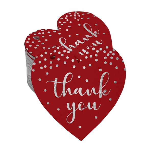 Inkdotpot Thank You Bridal Shower-Baby Shower-Retirement-Wedding-Birthday Bottle Tag Real Silver Foil Favor Hang Tag 100 Pack