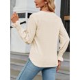 thumbnail image 3 of SHIBEVER Women Blouses Fall Casual Loose Fit Long Sleeves Tops Fashion Dressy V Neck Soild Color Offwhite Lace Shirts for Women Clothes Size M, 3 of 5