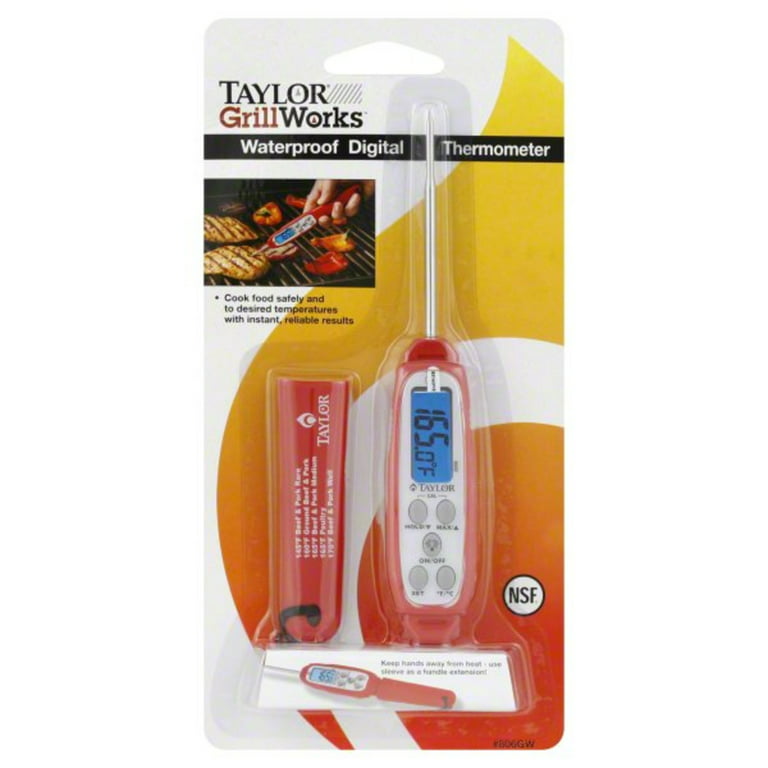 Yellow Digital Thermometer, Water- Proof, Blue Backlit Lcd Display,  Includes (1) Cr2032, Nsf