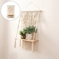 thumbnail image 3 of Tapiz blanco Estante colgante de pared Macramé hecho a mano Colgador de plantas de pared Estante colgante Boho Soporte de libro de plantas de cuerda Sunnimix Estante de pared tapiz, 3 of 7