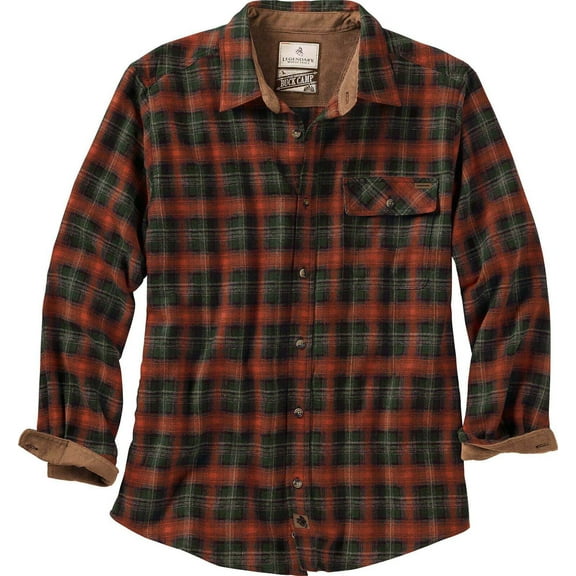 Legendary Whitetails Men's Buck Camp Flannel Shirt Long Sleeve Button Down 100% Cotton